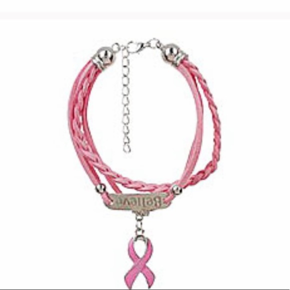 Breast Cancer Ribbon Charm Bracelets - Picture 2 of 4